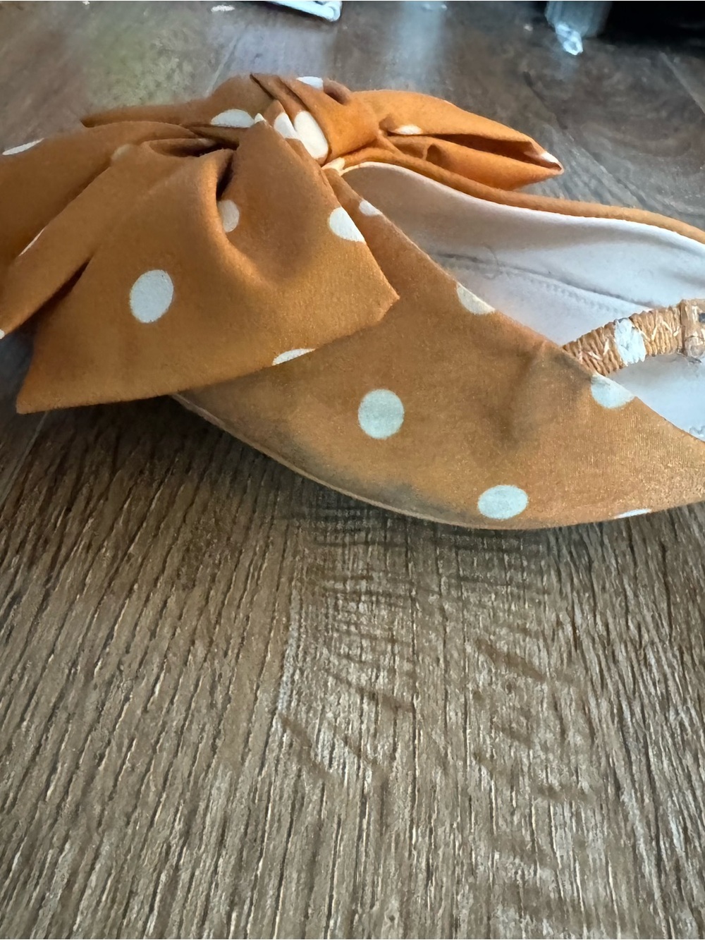 Zara Mustard Polka Dot Bow Slingback Flats - Picture 7 of 11